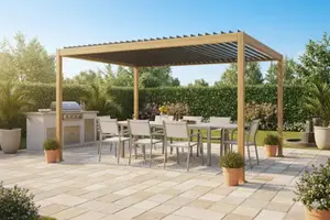 Pergola à lames orientables aluminium gris anthracite avec manivelle 4 x 3 m