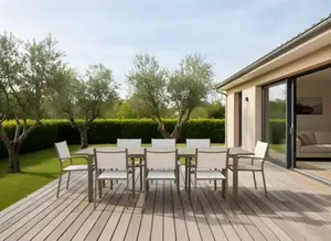Fauteuil de jardin empilable aluminium greige