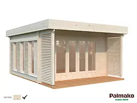 Abri de jardin en bois épicéa Caroline Palmako ép. 44m surface extérieure totale 23,2m²