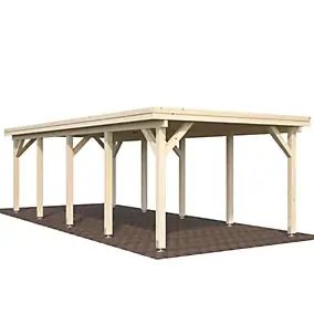 Carport toit plat en bois Palmako Karl 1 voiture 27,4 m²