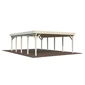 Carport toit plat en bois Palmako Karl 2 voitures 46,6 m²