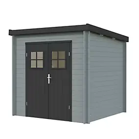 Abris de jardin White Wood Zoe 2 Peint Gris ép.19mm surface extérieure totale 4,8m²