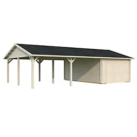 Garage en bois Roger portes battantes et carport 64 m² Palmako