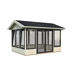 Abri / Veranda de jardin Palmako Isabella en bois naturel et vitres en aluminium 18,1m²