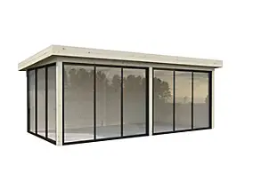Abri de jardin Palmako Lenna 402 en bois naturel ép.28 mm surface extérieure totale 21,4m²