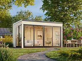Abri de jardin en bois Serena 1 Palmako simple vitrage surface extérieure totale 13.4m²