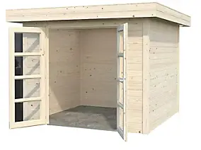 Abri de jardin Volga en bois coloris naturel ép.28 mm surface extérieure 9,08 m²