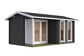 Abri de jardin en bois gris anthracite Riverside Lasita Maja surface totale extérieure 19,98m²
