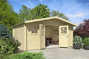 Abri de jardin Taman bois naturel ép.34 mm surface totale 20.9m²