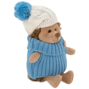 Hérisson avec bonnet blanc/bleu Prickle (15 cm assis)