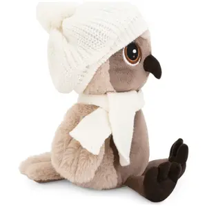 Hibou avec bonnet blanc et écharpe Sonya (20 cm assis)