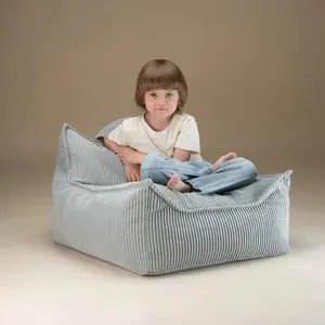 Fauteuil pouf Peppermint Green velours côtelé