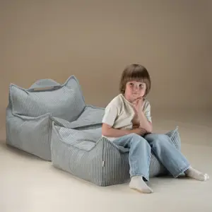Pouf Ottoman Square Peppermint velours côtelé