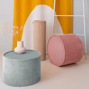 Pouf Peppermint Green velours côtelé