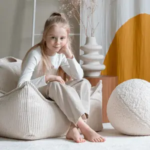 Fauteuil pouf Marshmallow velours côtelé