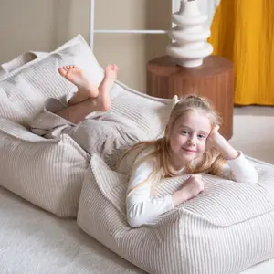 Pouf Ottoman Square Marshmallow velours côtelé