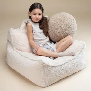 Fauteuil pouf Cream White molletonné