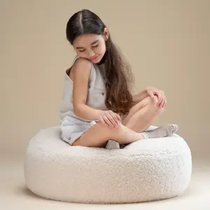 Pouf Ottoman Cream White molletonné
