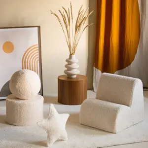 Pouf Cream White molletonné