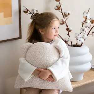 Coussin ours Cream White molletonné