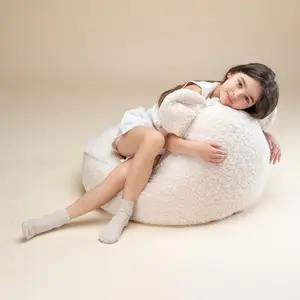 Pouf ours Cream White molletonné
