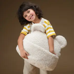 Coussin 2 en 1 Teddy Cream White molletonné