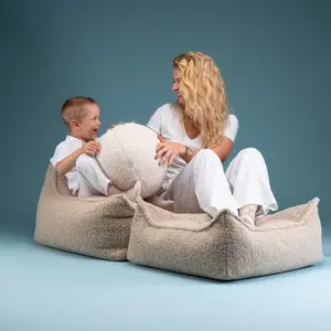 Fauteuil pouf et repose-pieds Biscuit molletonné