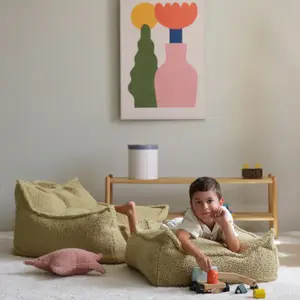 Fauteuil pouf et repose-pieds Matcha molletonné