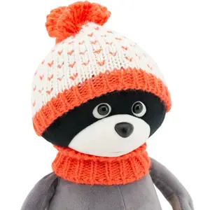 Raton laveur avec bonnet orange Denny (25 cm assis)