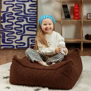 Pouf Ottoman Square Warm Hazel molletonné