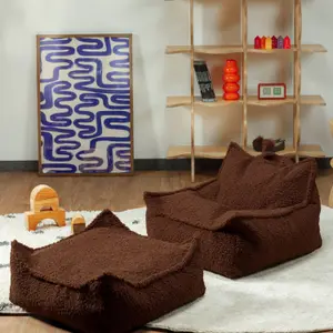Fauteuil pouf et repose-pieds Warm Hazel molletonné