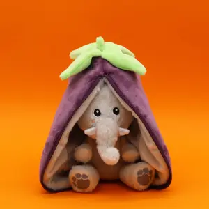 Peluche Les Flipetz Velvet l'éléphant-aubergine