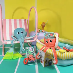 Peluche Filou maman et bébé Les Ptipotos Corail (50 cm)
