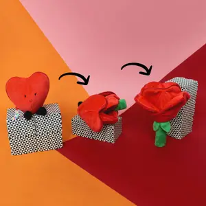 Peluche Les Flipetz Cœur et Fleur Rouge Coquelicot