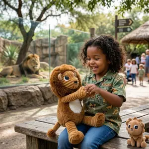 Peluche Graou le lion papa et bébé Cassonade (27 cm)