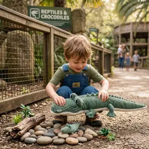Peluche Croketou le crocodile maman et bébé Vert (57 cm)