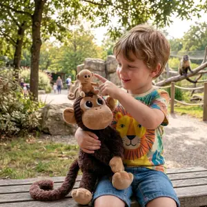 Peluche Zazou le singe maman et bébé Chocolat (26 cm)