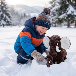 Peluche Mammouth Les Ptipotos papa et bébé Chocolat (29 cm)
