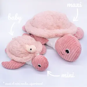 Peluche Les Ptipotos Sauvenou maman et bébé tortue rose (29 cm)