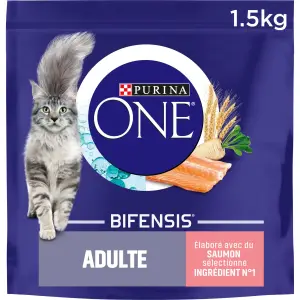 PURINA ONE Bifensis Croquettes au saumon céréales pour chat adulte 1,5kg