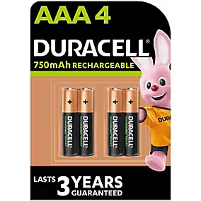 Pile rechargeable AAA (LR03) Duracell 750Mah, lot de 4