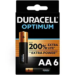 Pile alcaline AA (LR6) Duracell Optimum, lot de 6