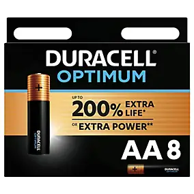 Pile alcaline AA (LR6) Duracell Optimum, lot de 8
