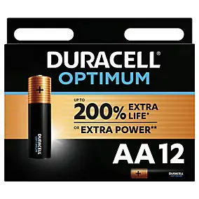 Pile alcaline AA (LR6) Duracell Optimum, lot de 12