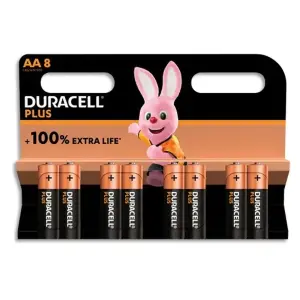 DURACELL Piles Alcalines AA Plus 100% - Lot de 8 piles