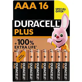 Pile alcaline AAA (LR03) Duracell Plus, lot de 16