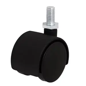 Roulette jumelée pivotante nylon noir - Ø 3,5 cm - 18 kg