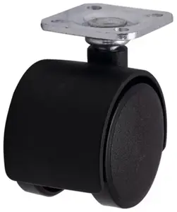 Roulette jumelée pivotante nylon noir - H. 5,05 x Ø 3,5 cm - 18 kg