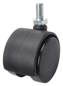 Roulette jumelée pivotante PP noir - Ø 4 cm - 30 kg