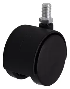 Roulette jumelée pivotante PP noir - Ø 5 cm - 30 kg